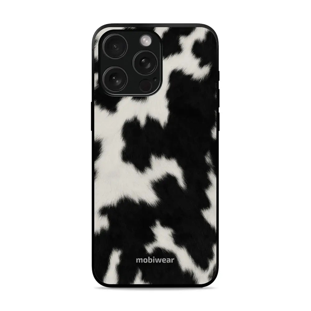 Handyhülle für iPhone 15 Pro Max, Mobiwear Glossy Case, Kuhfell-Optik