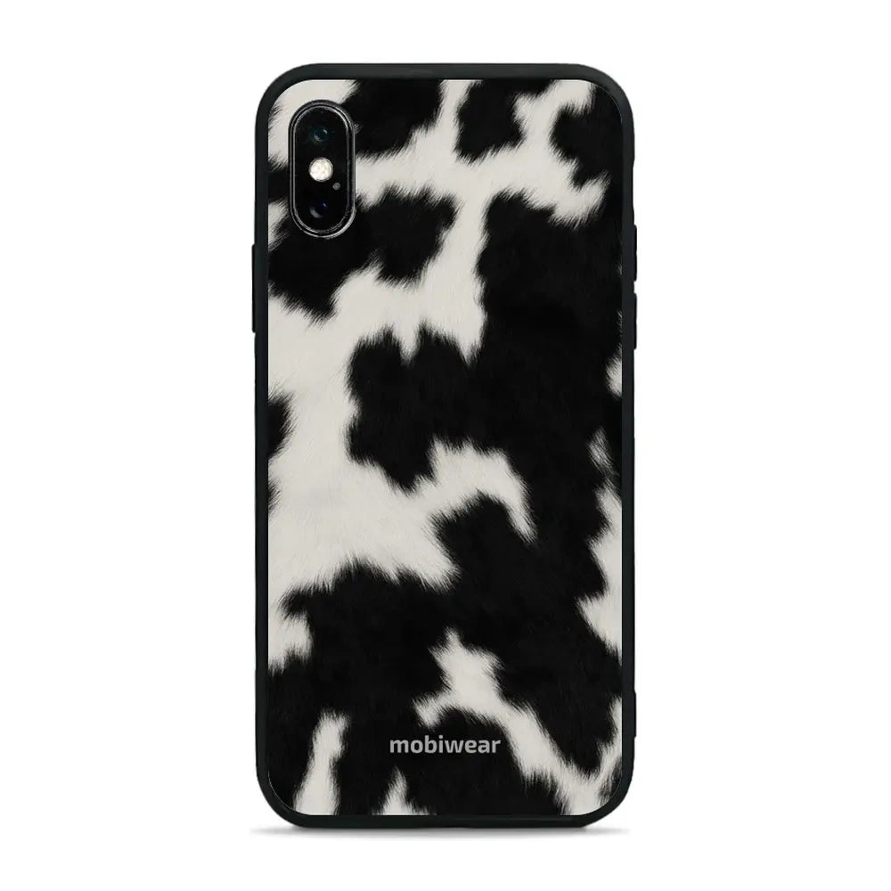 Handyhülle für iPhone Xs, Mobiwear Glossy Case, Kuhfell-Optik