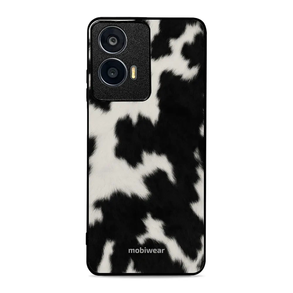 Handyhülle für Motorola Moto G04, Mobiwear Glossy Case, Kuhfell-Optik
