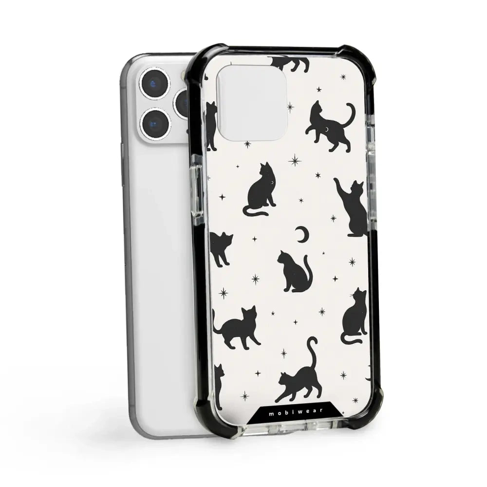 Handyhülle für iPhone 11 Pro mit MagSafe, Mobiwear Elite Bumper, Katzen-Nacht