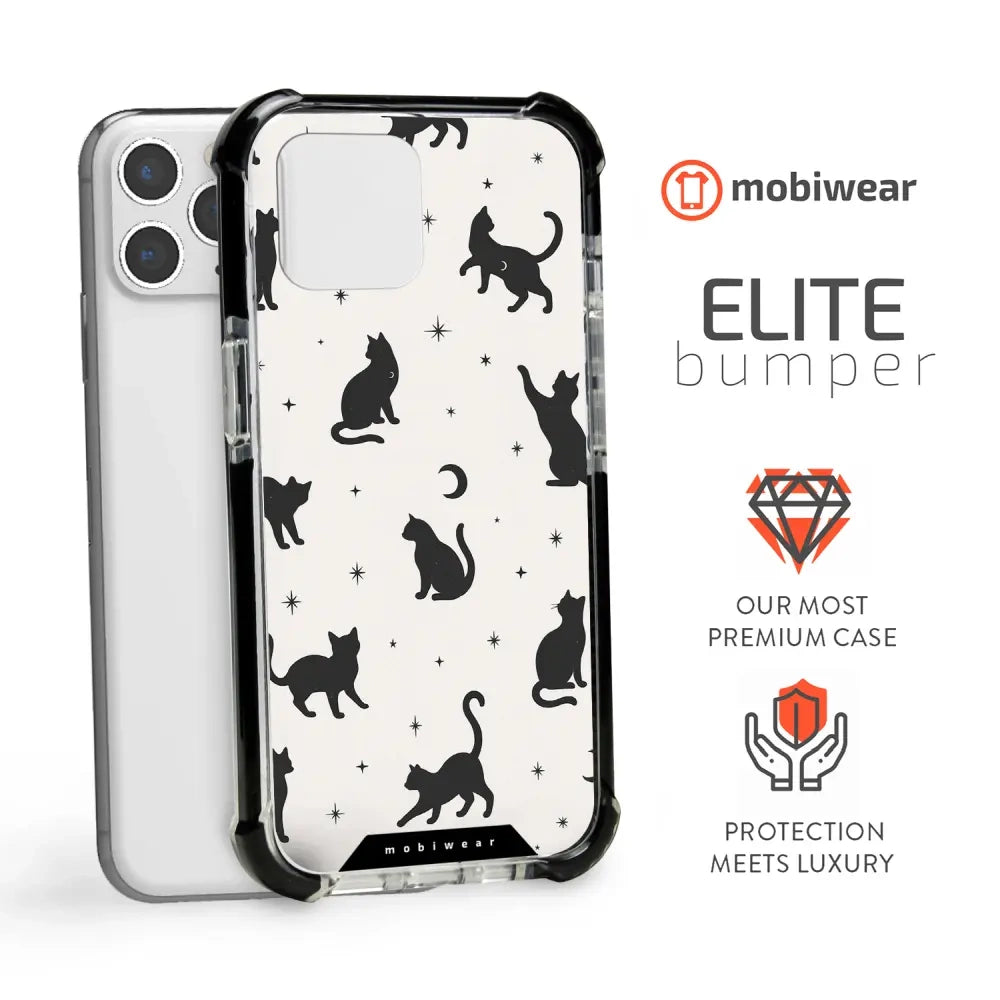 Handyhülle für iPhone 11 Pro mit MagSafe, Mobiwear Elite Bumper, Katzen-Nacht