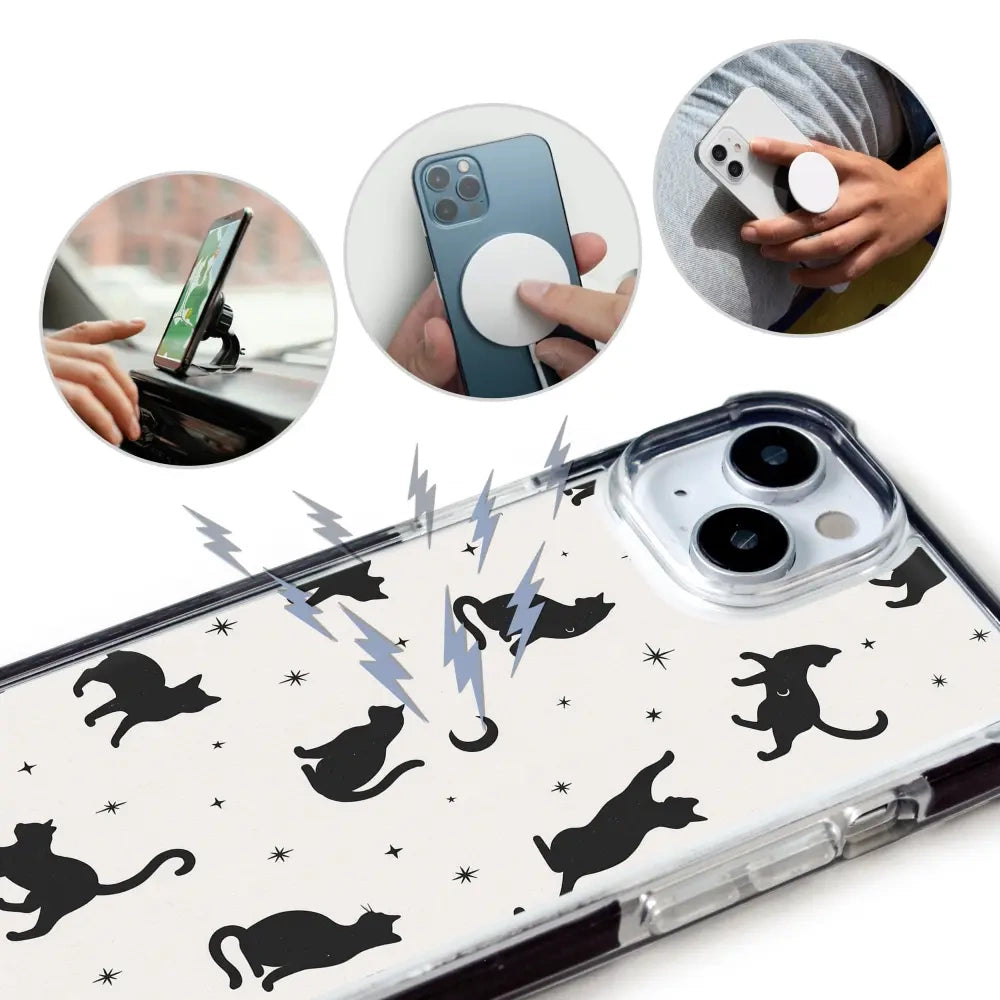 Handyhülle für iPhone 11 Pro Max mit MagSafe, Mobiwear Elite Bumper, Katzen-Nacht