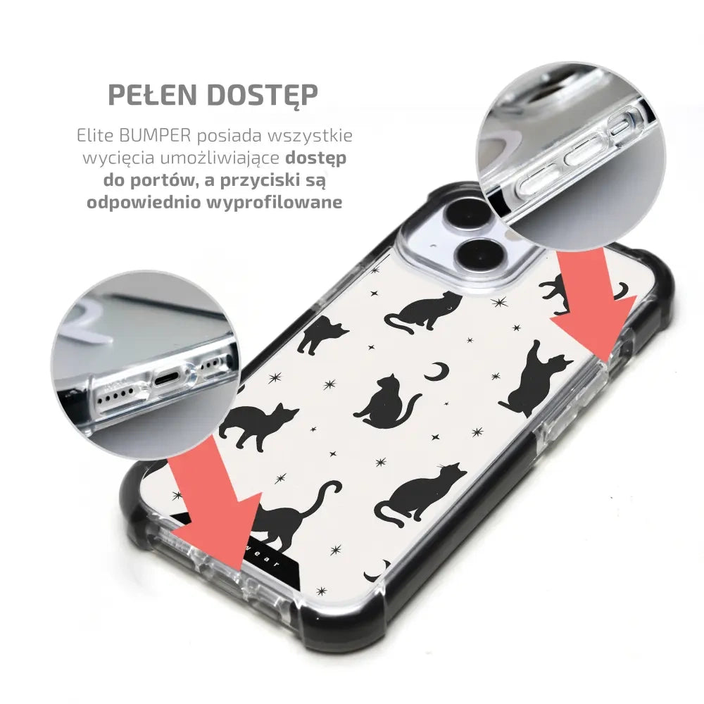 Handyhülle für iPhone 11 Pro Max mit MagSafe, Mobiwear Elite Bumper, Katzen-Nacht