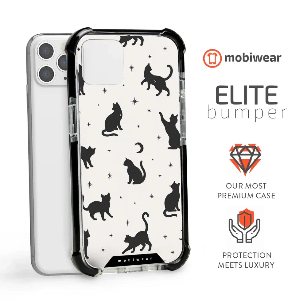 Handyhülle für iPhone 11 Pro Max mit MagSafe, Mobiwear Elite Bumper, Katzen-Nacht