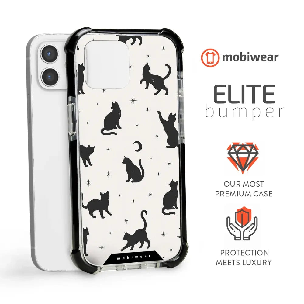 Handyhülle für iPhone 12 Pro mit MagSafe, Mobiwear Elite Bumper, Katzen-Nacht