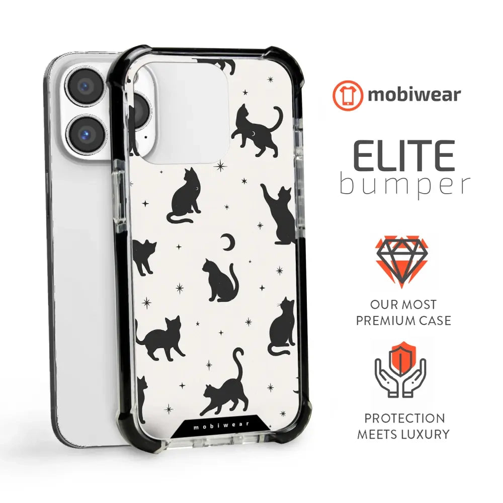 Handyhülle für iPhone 13 Pro mit MagSafe, Mobiwear Elite Bumper, Katzen-Nacht