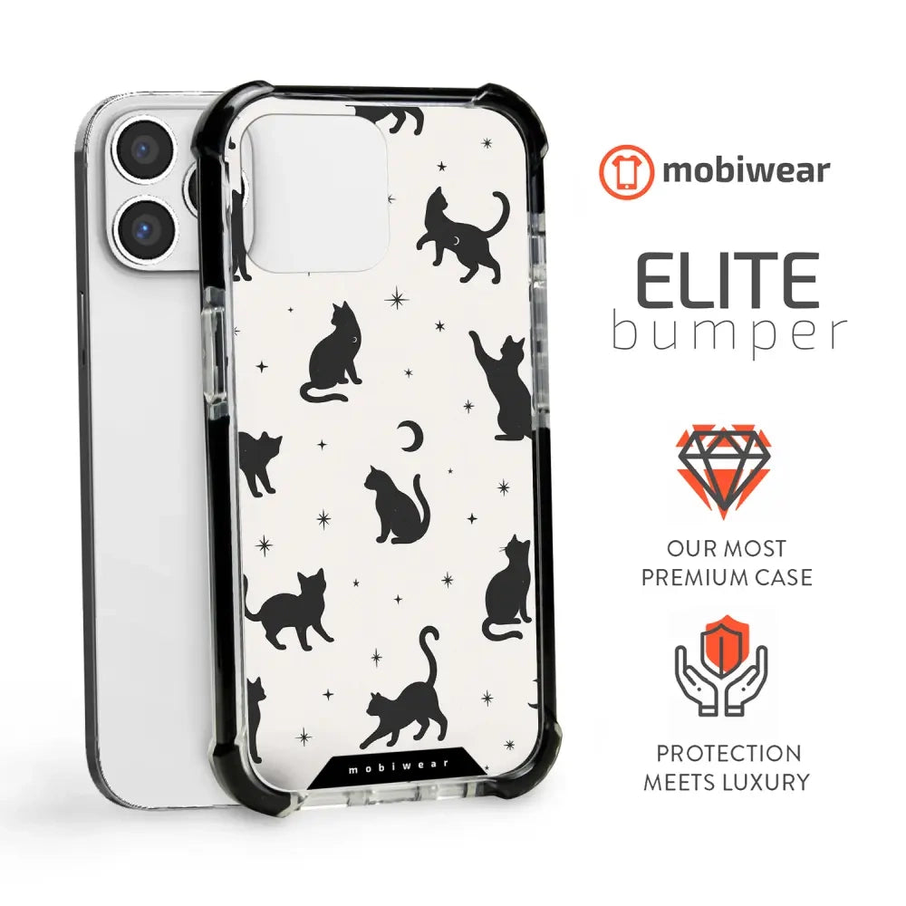 Handyhülle für iPhone 13 Pro Max mit MagSafe, Mobiwear Elite Bumper, Katzen-Nacht