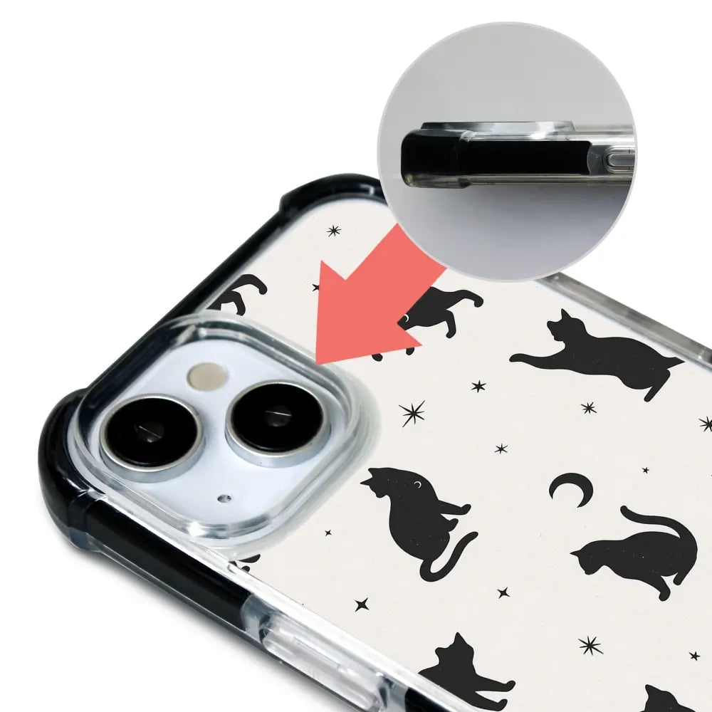 Handyhülle für iPhone 16 Pro mit MagSafe, Mobiwear Elite Bumper, Katzen-Nacht