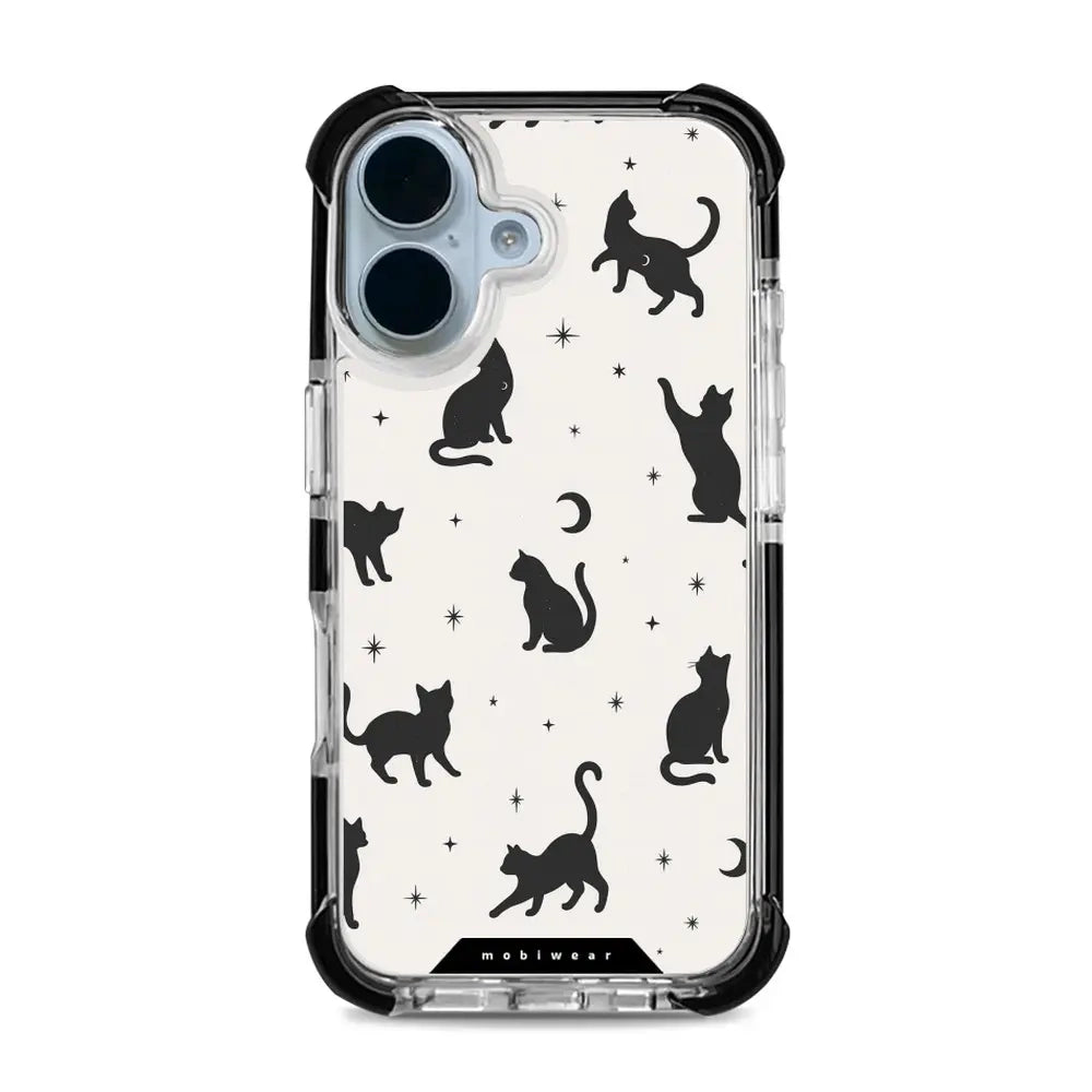 Handyhülle für iPhone 17 mit MagSafe, Mobiwear Elite Bumper, Katzen-Nacht