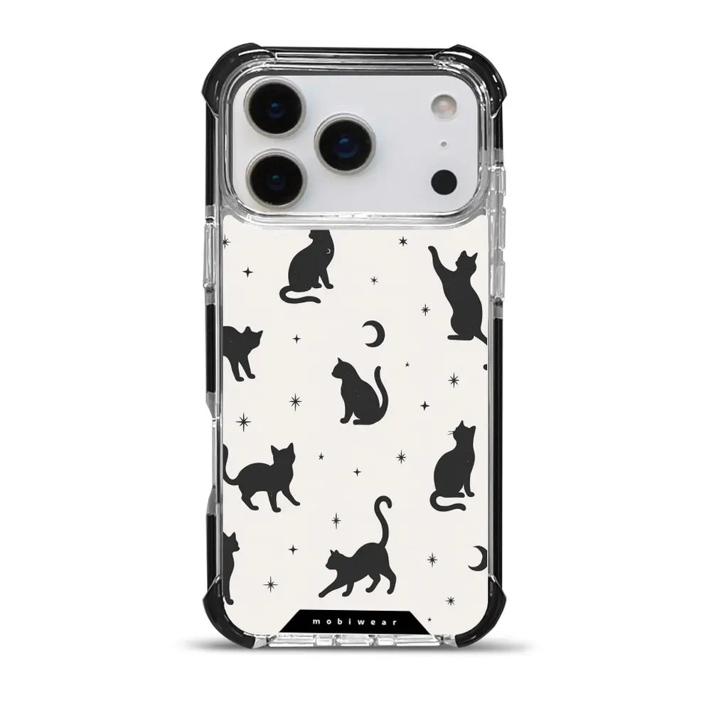Handyhülle für iPhone 17 Pro Max mit MagSafe, Mobiwear Elite Bumper, Katzen-Nacht