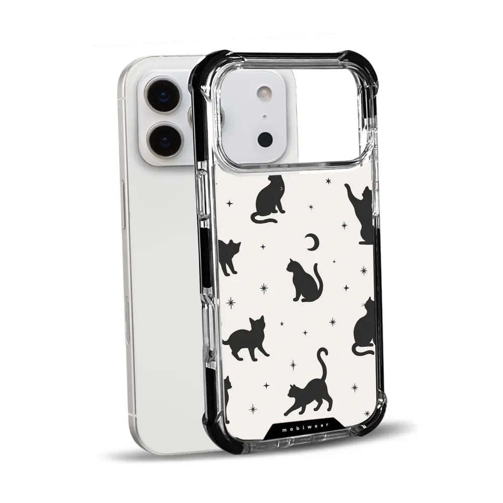 Handyhülle für iPhone 17 Pro Max mit MagSafe, Mobiwear Elite Bumper, Katzen-Nacht