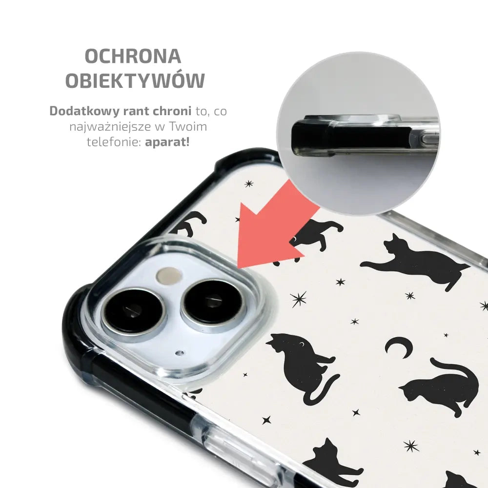 Handyhülle für iPhone 17 Pro Max mit MagSafe, Mobiwear Elite Bumper, Katzen-Nacht