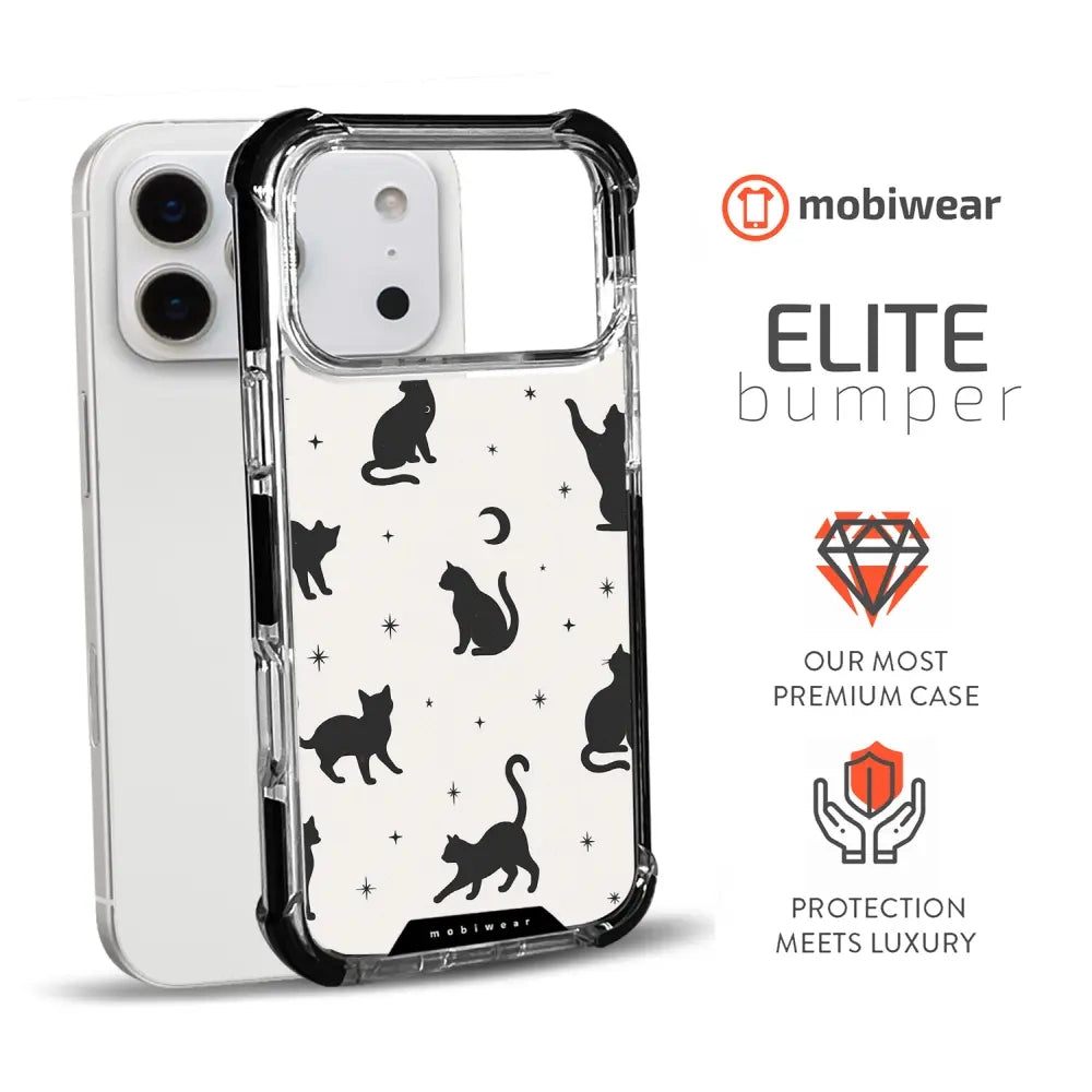 Handyhülle für iPhone 17 Pro Max mit MagSafe, Mobiwear Elite Bumper, Katzen-Nacht