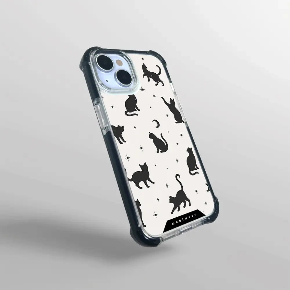 Handyhülle für iPhone 17 Pro Max mit MagSafe, Mobiwear Elite Bumper, Katzen-Nacht