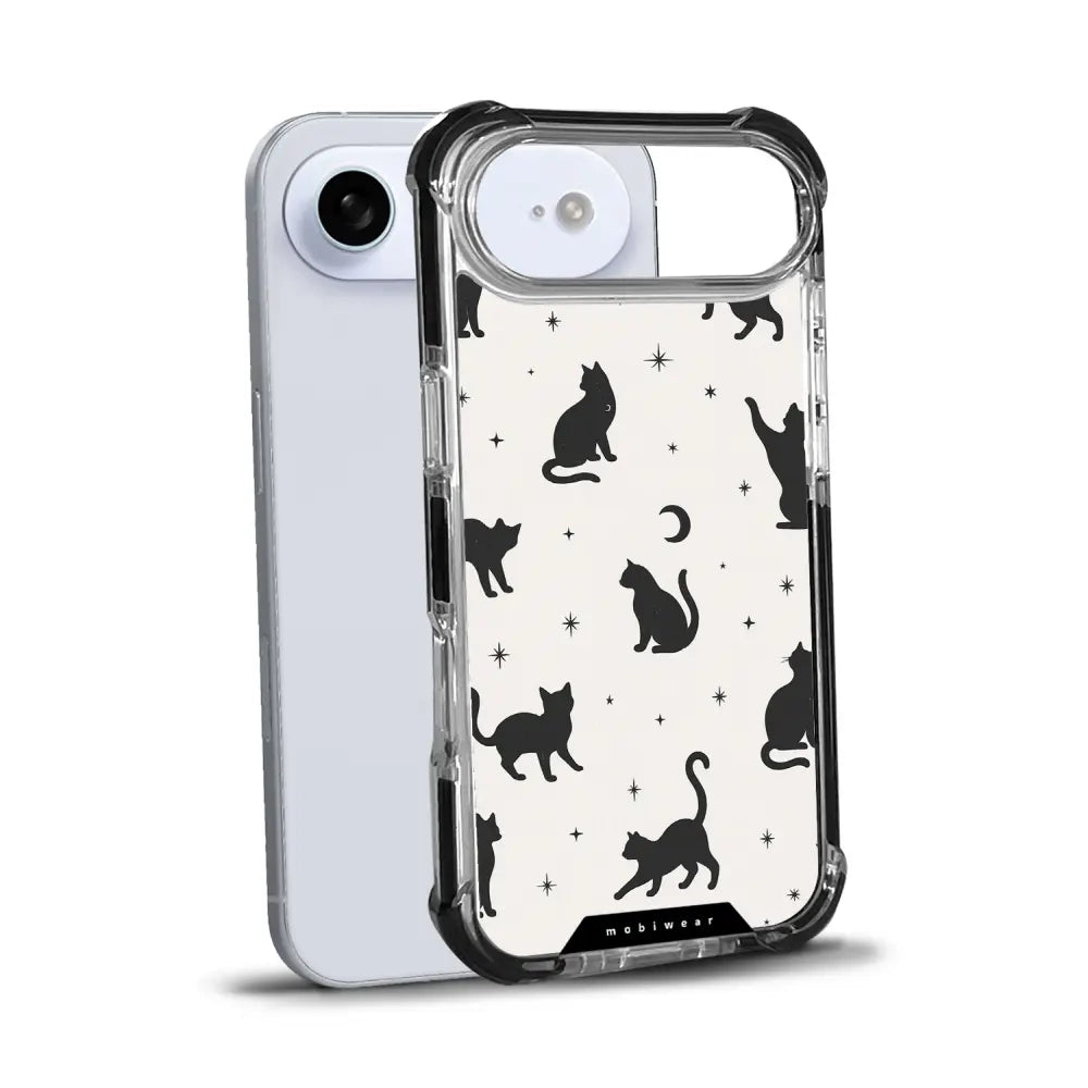Handyhülle für iPhone Air mit MagSafe, Mobiwear Elite Bumper, Katzen-Nacht