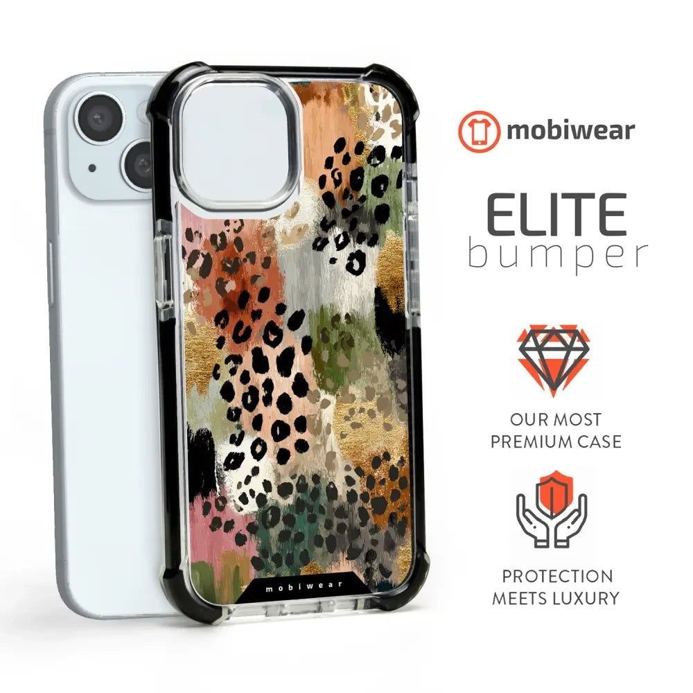 Handyhülle für iPhone 15 Plus mit MagSafe, Mobiwear Elite Bumper, Malerische Tupfen