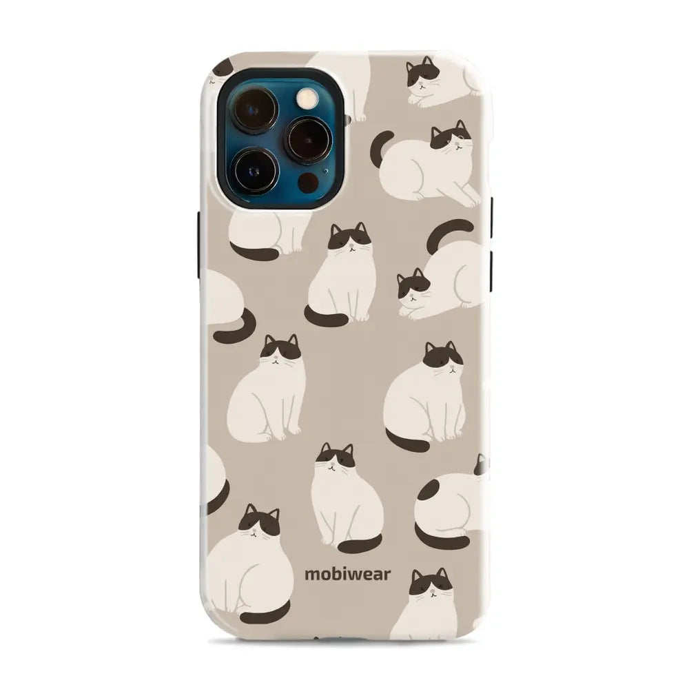 Handyhülle für iPhone 12 Pro, Mobiwear Elite Pro, Kaffe Miau