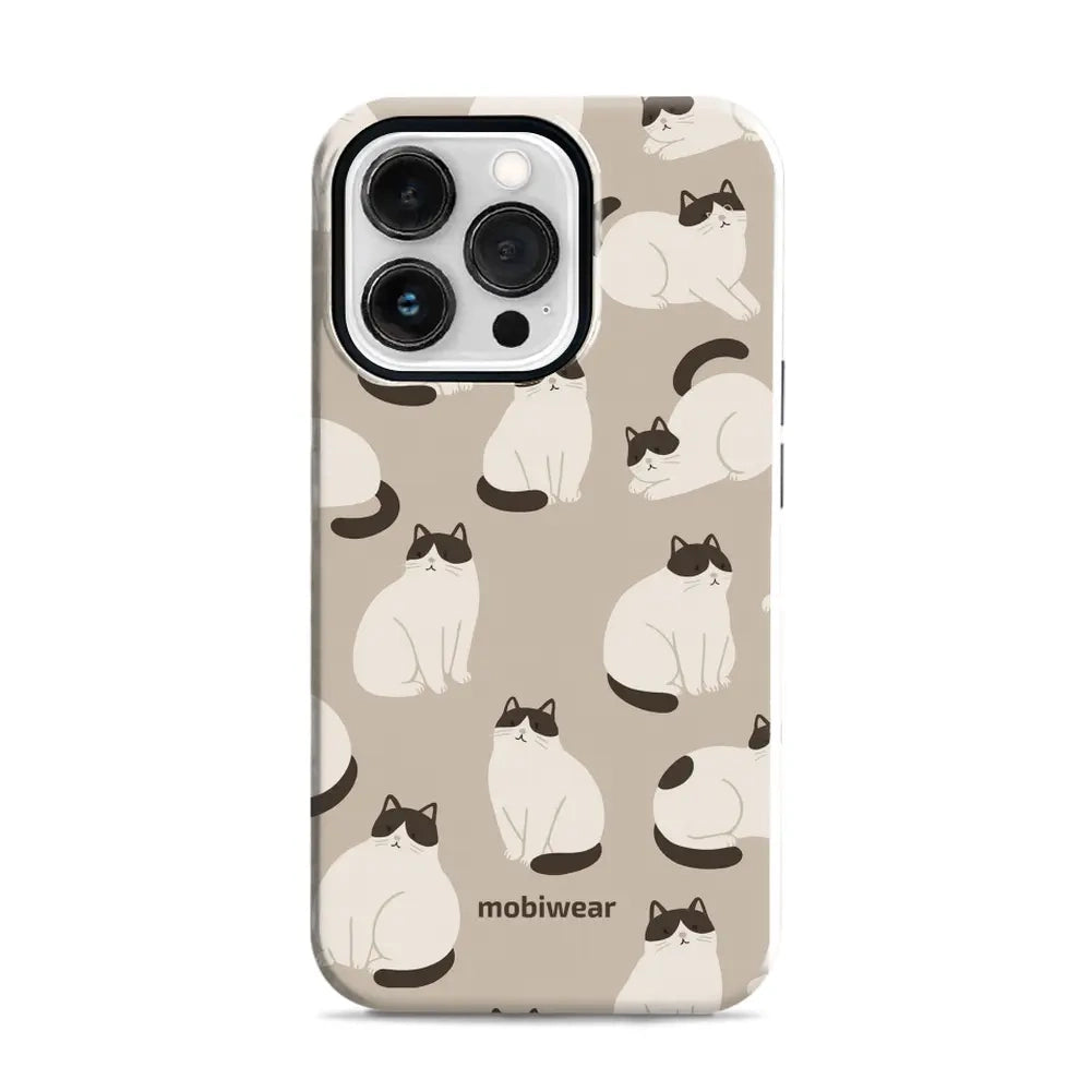 Handyhülle für iPhone 13 Pro, Mobiwear Elite Pro, Kaffe Miau