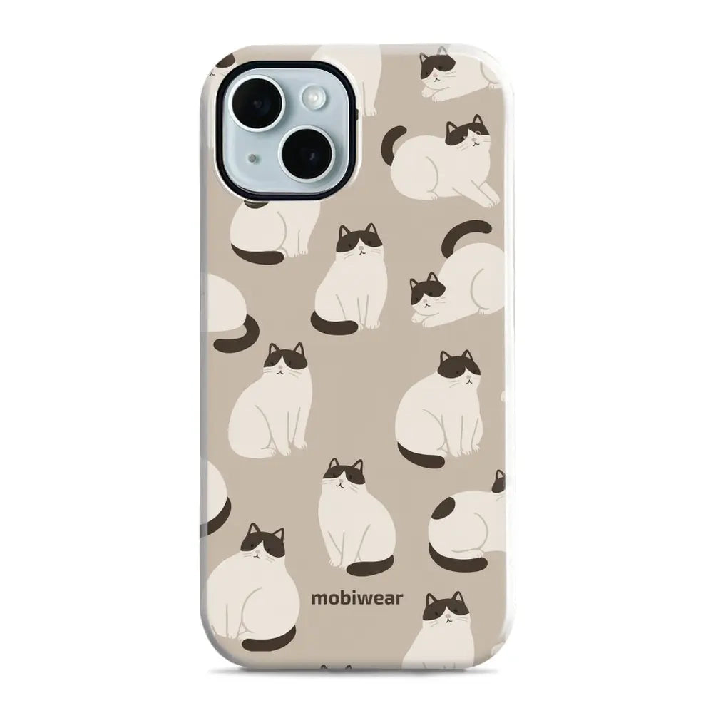 Handyhülle für iPhone 14, Mobiwear Elite Pro, Kaffe Miau