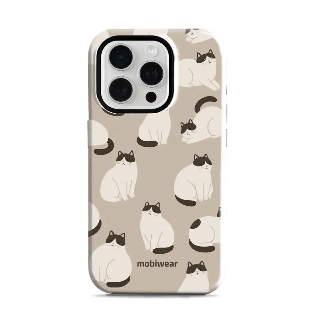 Handyhülle für iPhone 15 Pro, Mobiwear Elite Pro, Kaffe Miau