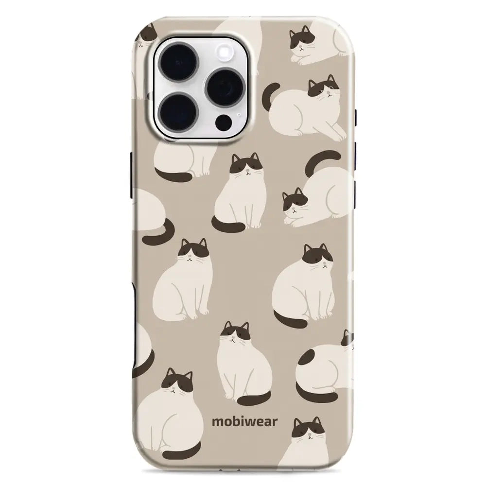 Handyhülle für iPhone 16 Pro Max, Mobiwear Elite Pro, Kaffe Miau