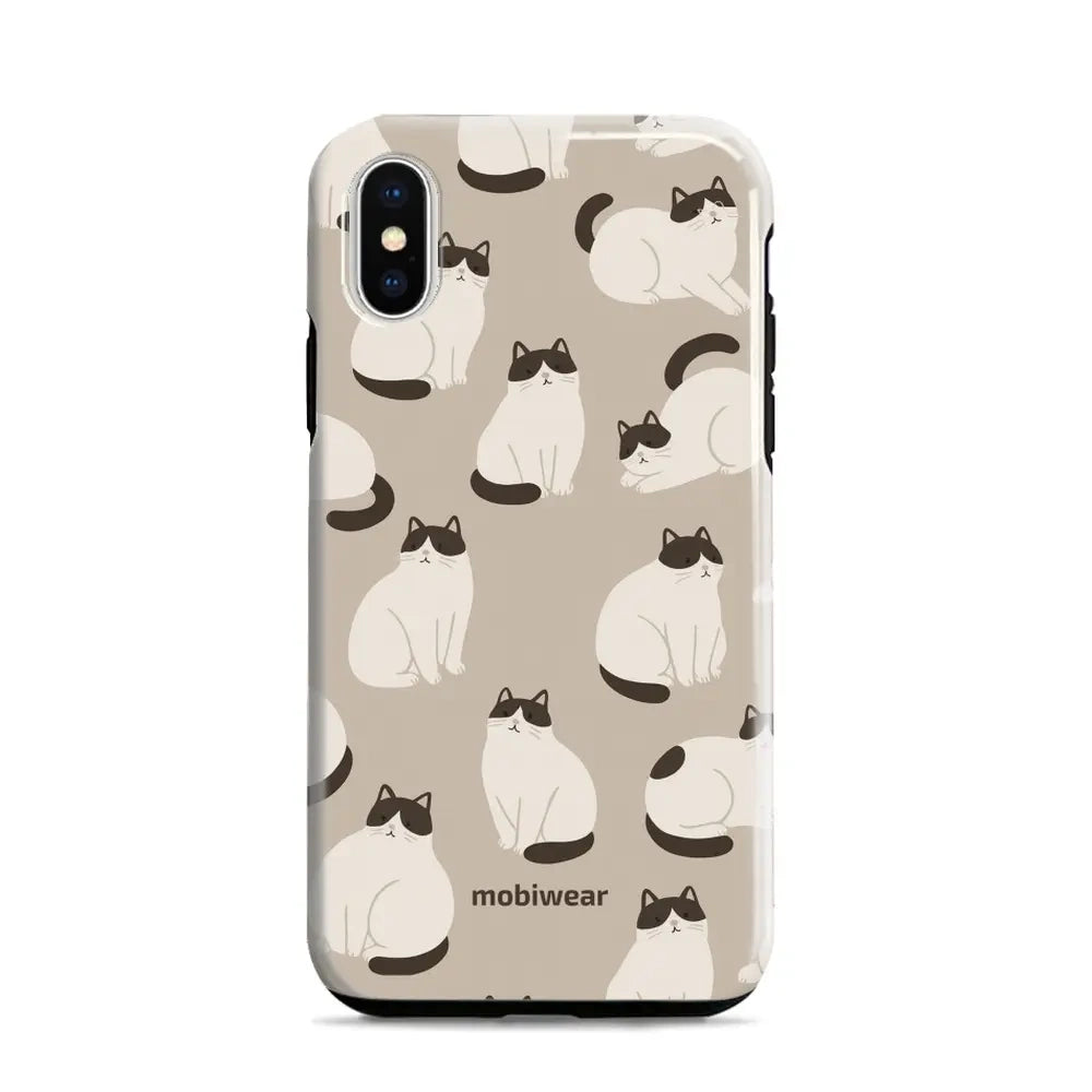 Handyhülle für iPhone X, Mobiwear Elite Pro, Kaffe Miau