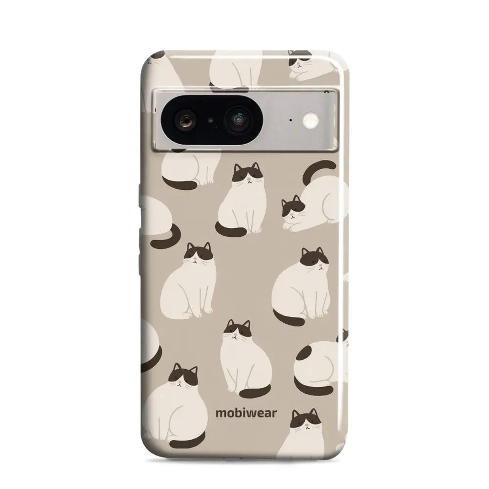 Handyhülle für Google Pixel 8, Mobiwear Elite Pro, Kaffe Miau