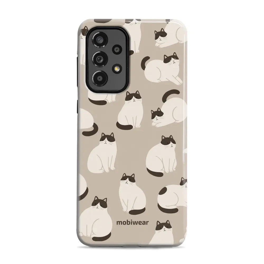 Handyhülle für Galaxy A33 5G, Mobiwear Elite Pro, Kaffe Miau