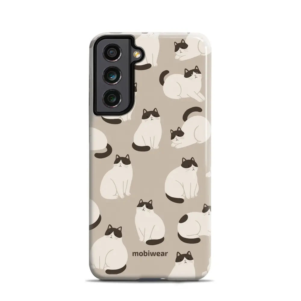 Handyhülle für Galaxy S21 FE, Mobiwear Elite Pro, Kaffe Miau