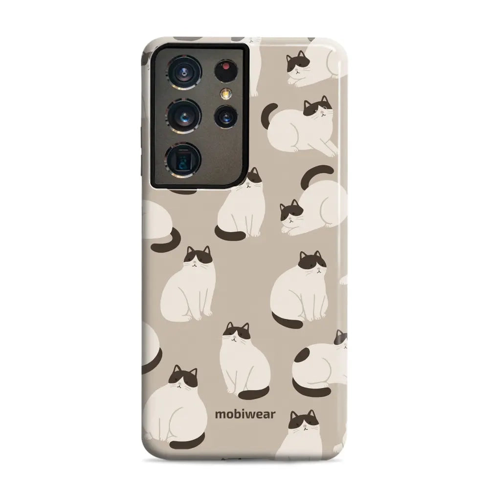 Handyhülle für Galaxy S21 Ultra, Mobiwear Elite Pro, Kaffe Miau