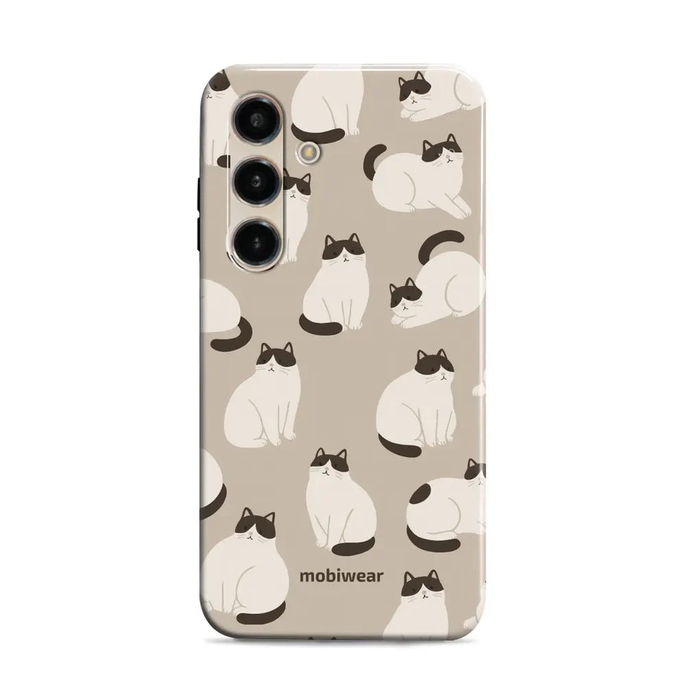 Handyhülle für Galaxy S24, Mobiwear Elite Pro, Kaffe Miau