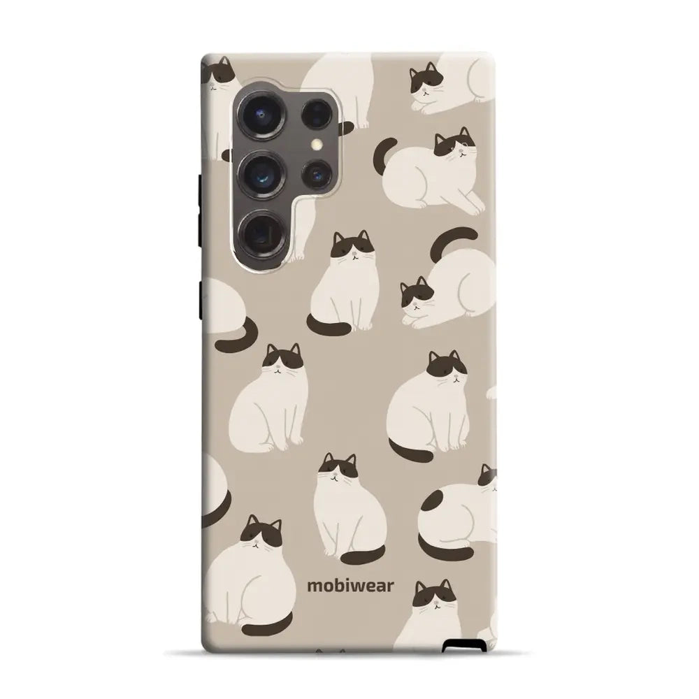 Handyhülle für Galaxy S24 Ultra, Mobiwear Elite Pro, Kaffe Miau