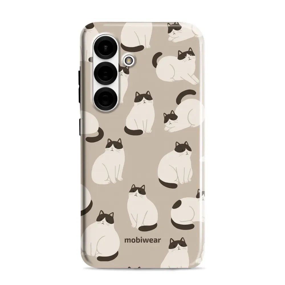 Handyhülle für Galaxy S25, Mobiwear Elite Pro, Kaffe Miau