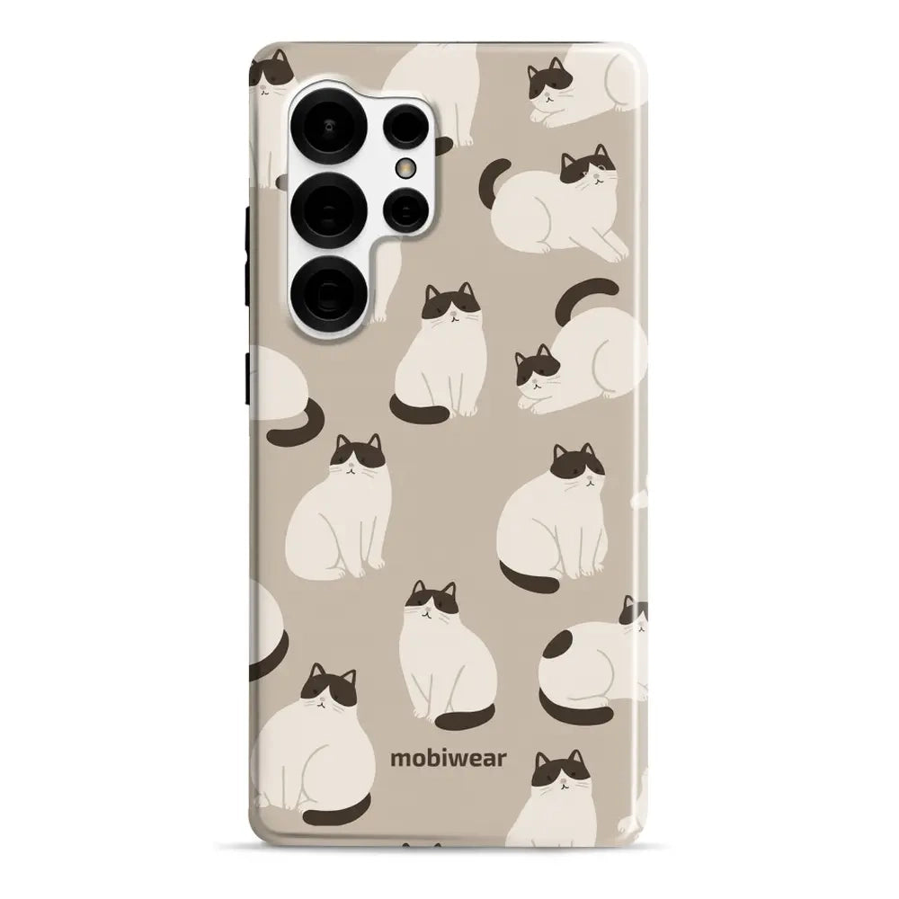 Handyhülle für Galaxy S25 Ultra, Mobiwear Elite Pro, Kaffe Miau