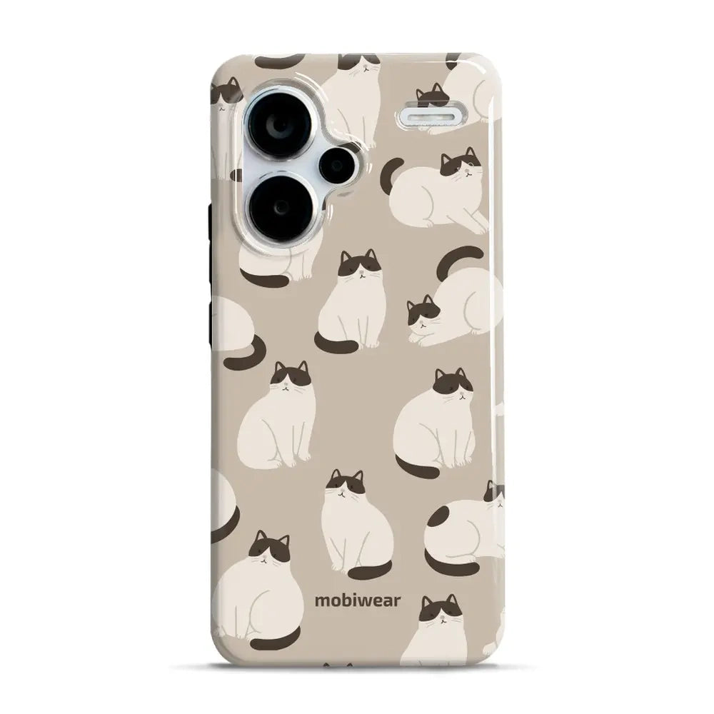 Handyhülle für Xiaomi Redmi Note 13 Pro Plus 5G, Mobiwear Elite Pro, Kaffe Miau