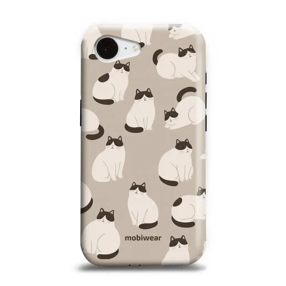 Handyhülle für iPhone 17e / 16e, Mobiwear Elite Pro, Kaffe Miau