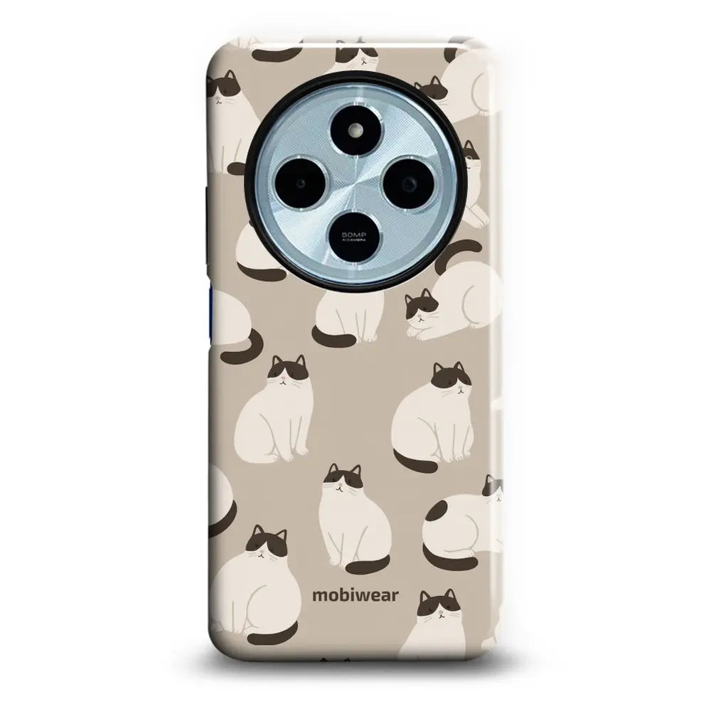 Handyhülle für Xiaomi Redmi 14C 4G, Mobiwear Elite Pro, Kaffe Miau