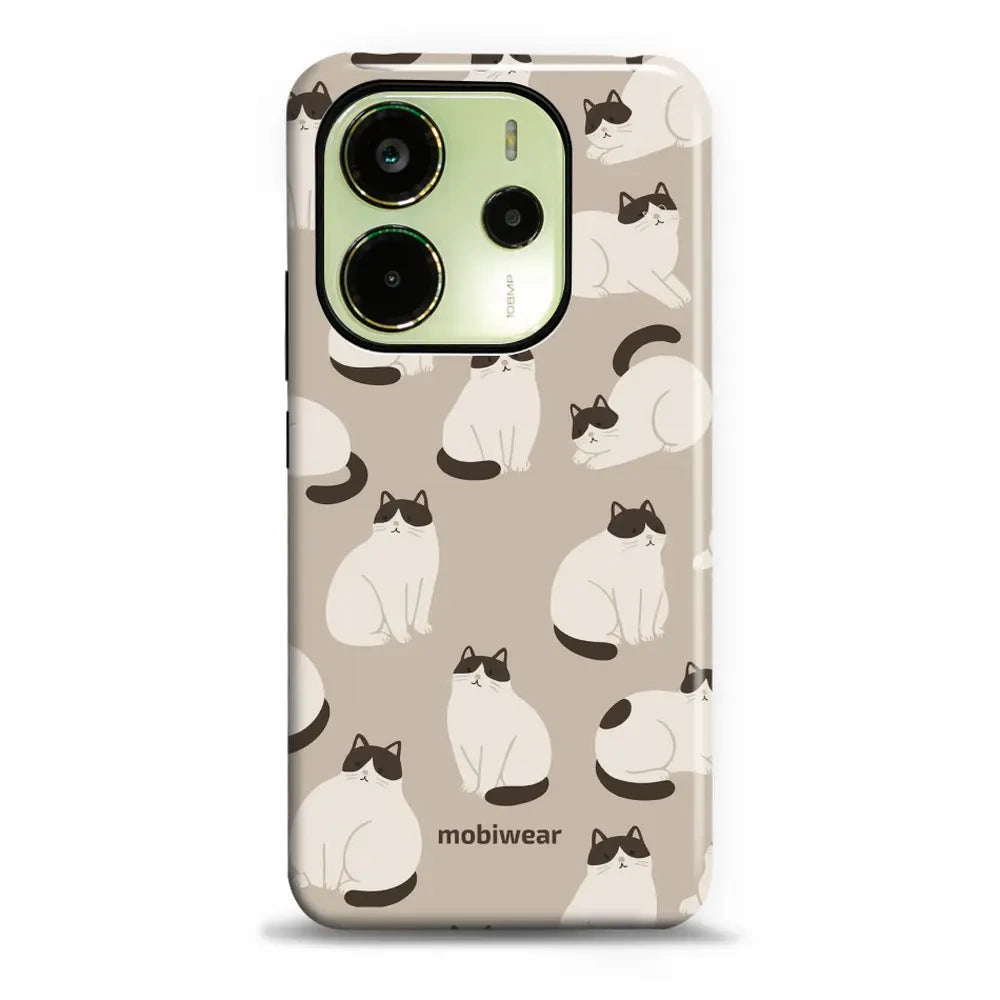Handyhülle für Xiaomi Redmi Note 14 4G, Mobiwear Elite Pro, Kaffe Miau