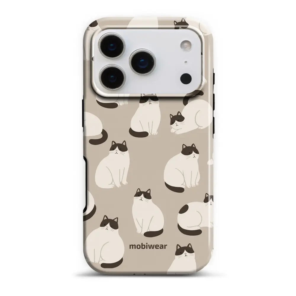 Handyhülle für iPhone 17 Pro, Mobiwear Elite Pro, Kaffe Miau