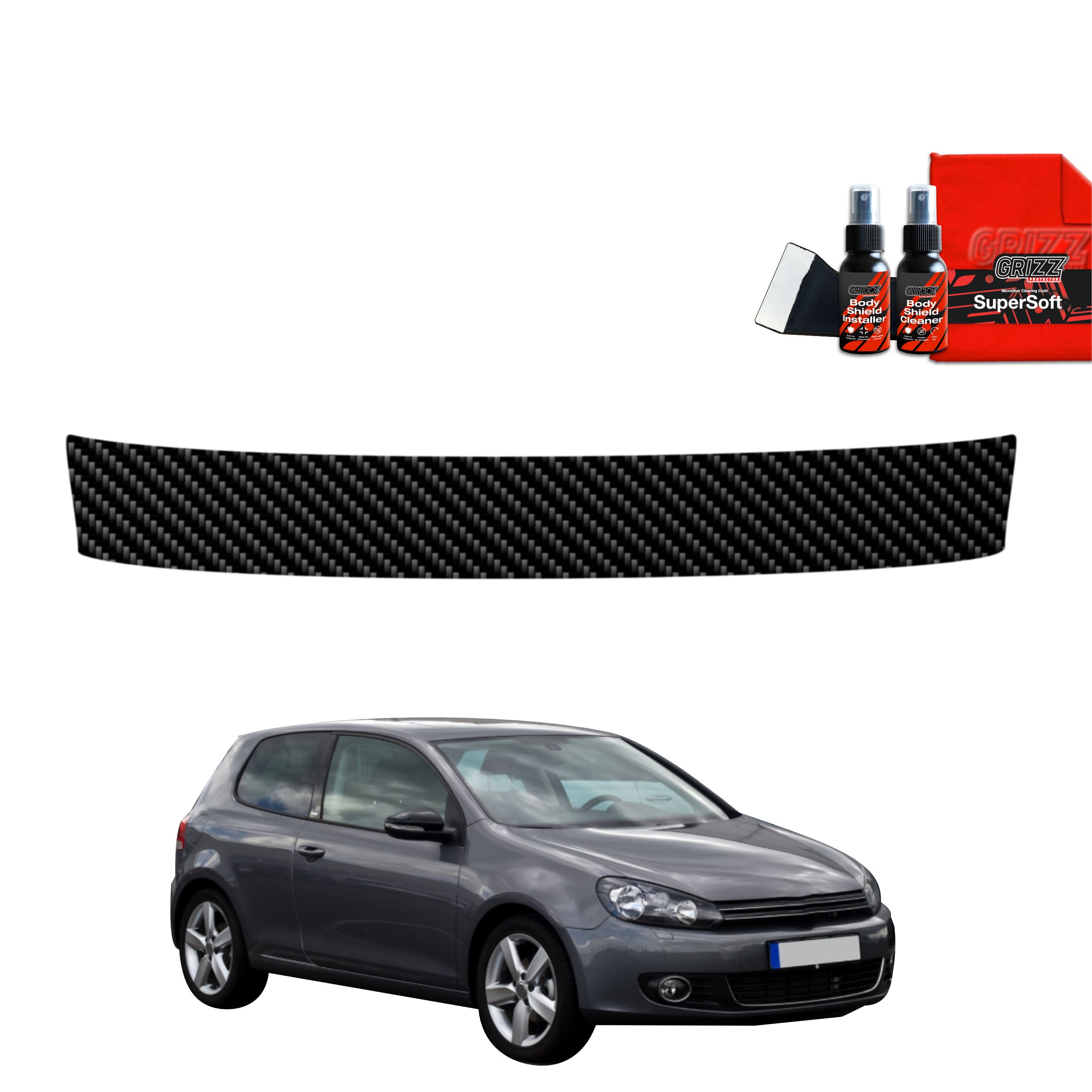 Kohlenstoff Schutzfolie Grizz Protector für Ladekante - Volkswagen Golf 6 Hatchback 3D (2008-2012)