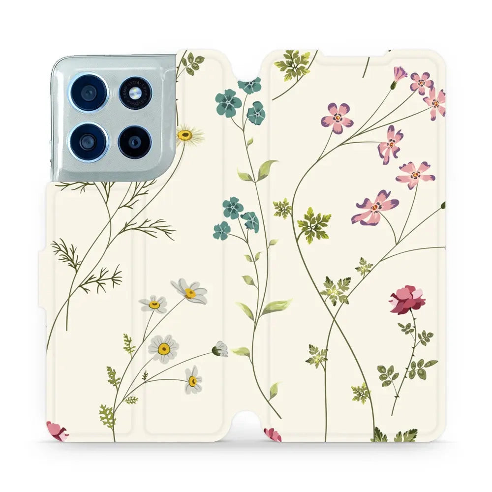 Handyhülle mit klappe für Motorola Moto G56 5G, Mobiwear Book, Feldblumen