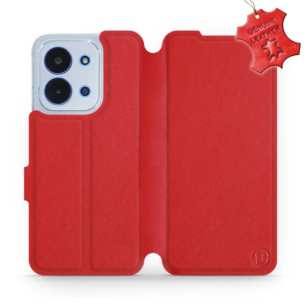 Echtleder Handyhülle für Xiaomi Redmi 15C 4G, Mobiwear Leather, Rot