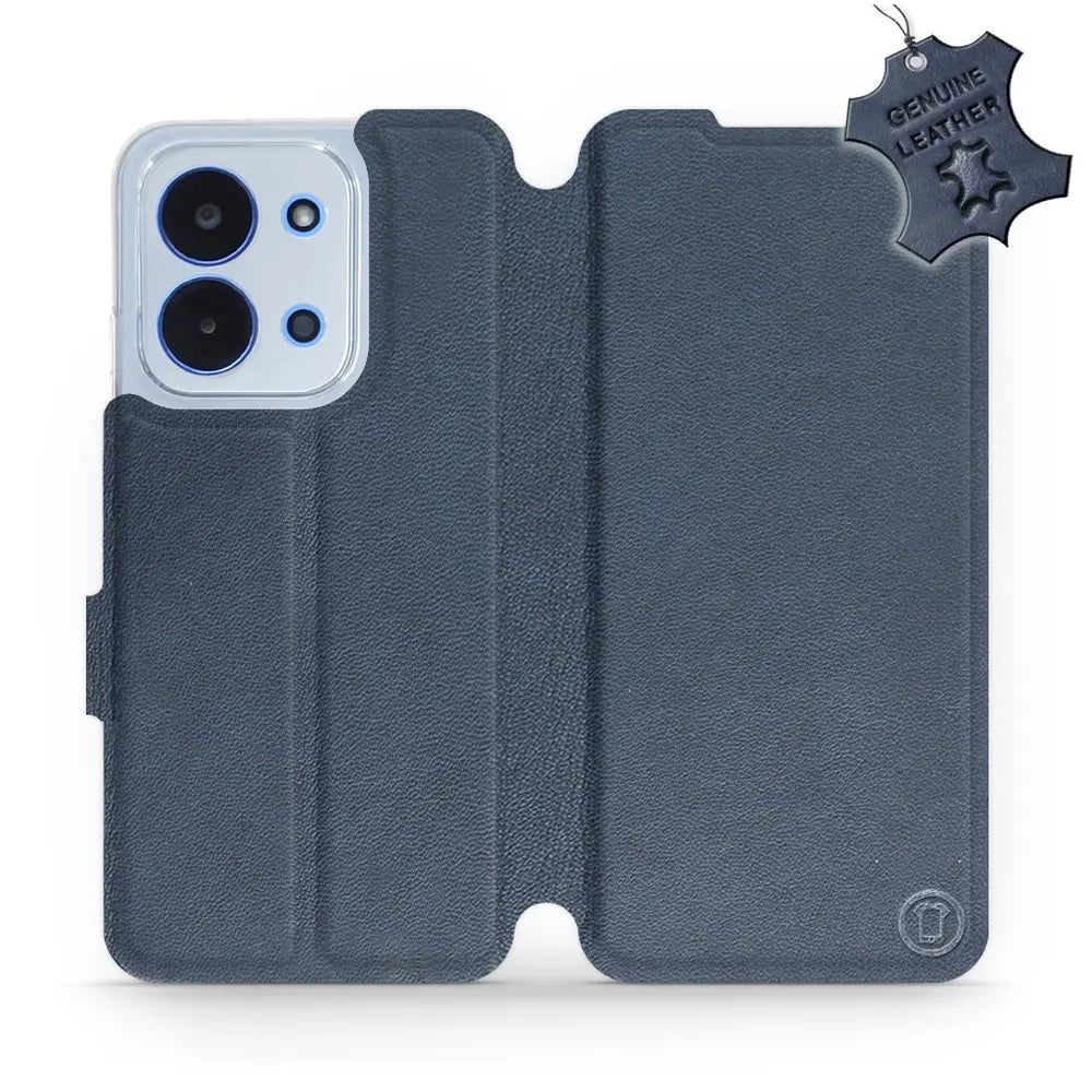 Echtleder Handyhülle für Xiaomi Redmi 15C 4G, Mobiwear Leather, Dunkelblau