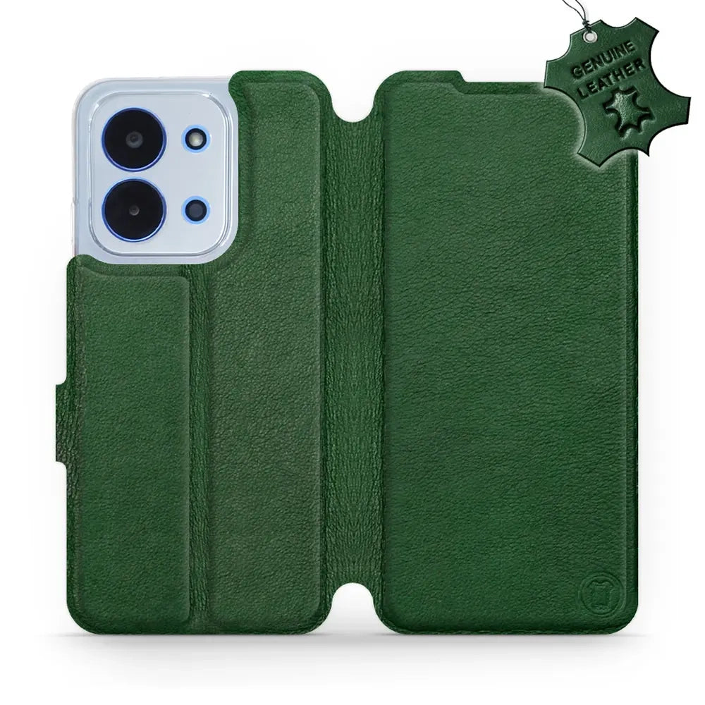 Echtleder Handyhülle für Xiaomi Redmi 15C 4G, Mobiwear Leather, Grün