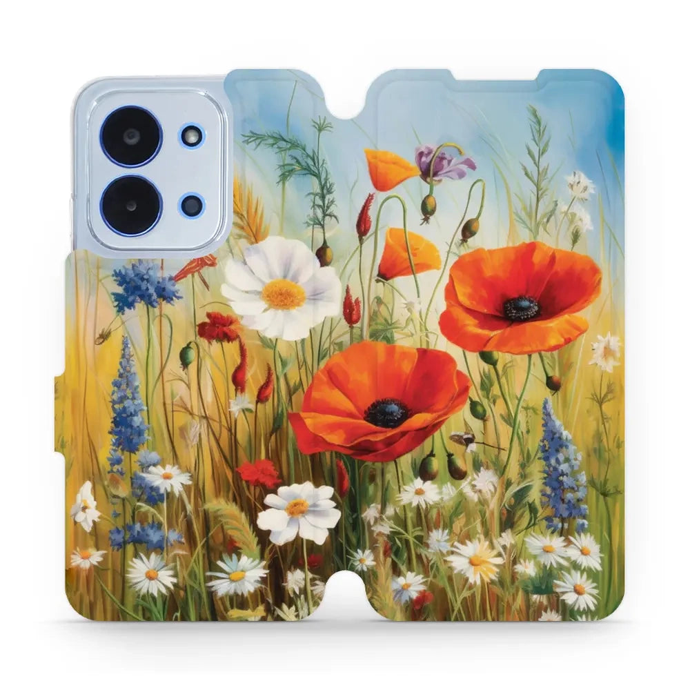 Handyhülle mit klappe für Xiaomi Redmi 15C 4G / 5G, Mobiwear Book, Wiesenblumen