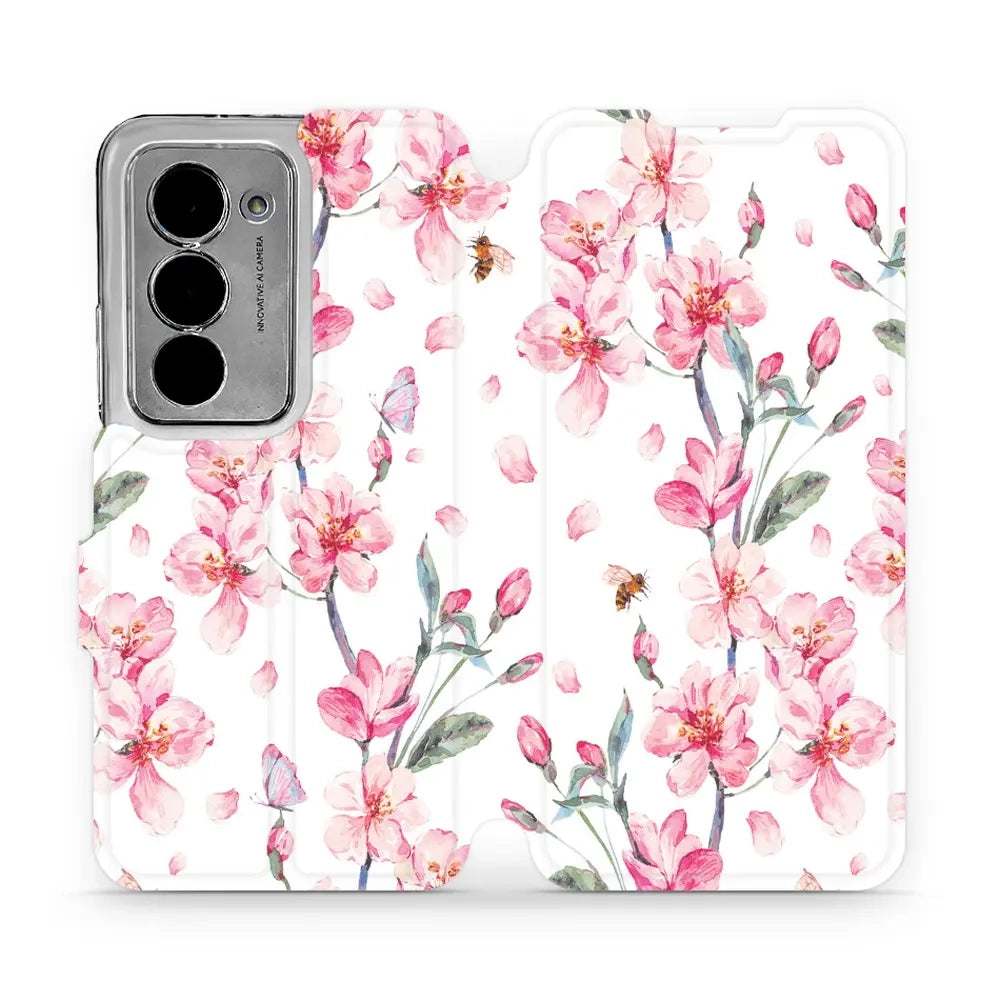 Handyhülle mit klappe für Xiaomi Redmi 15 5G, Mobiwear Book, Rosa Frühling