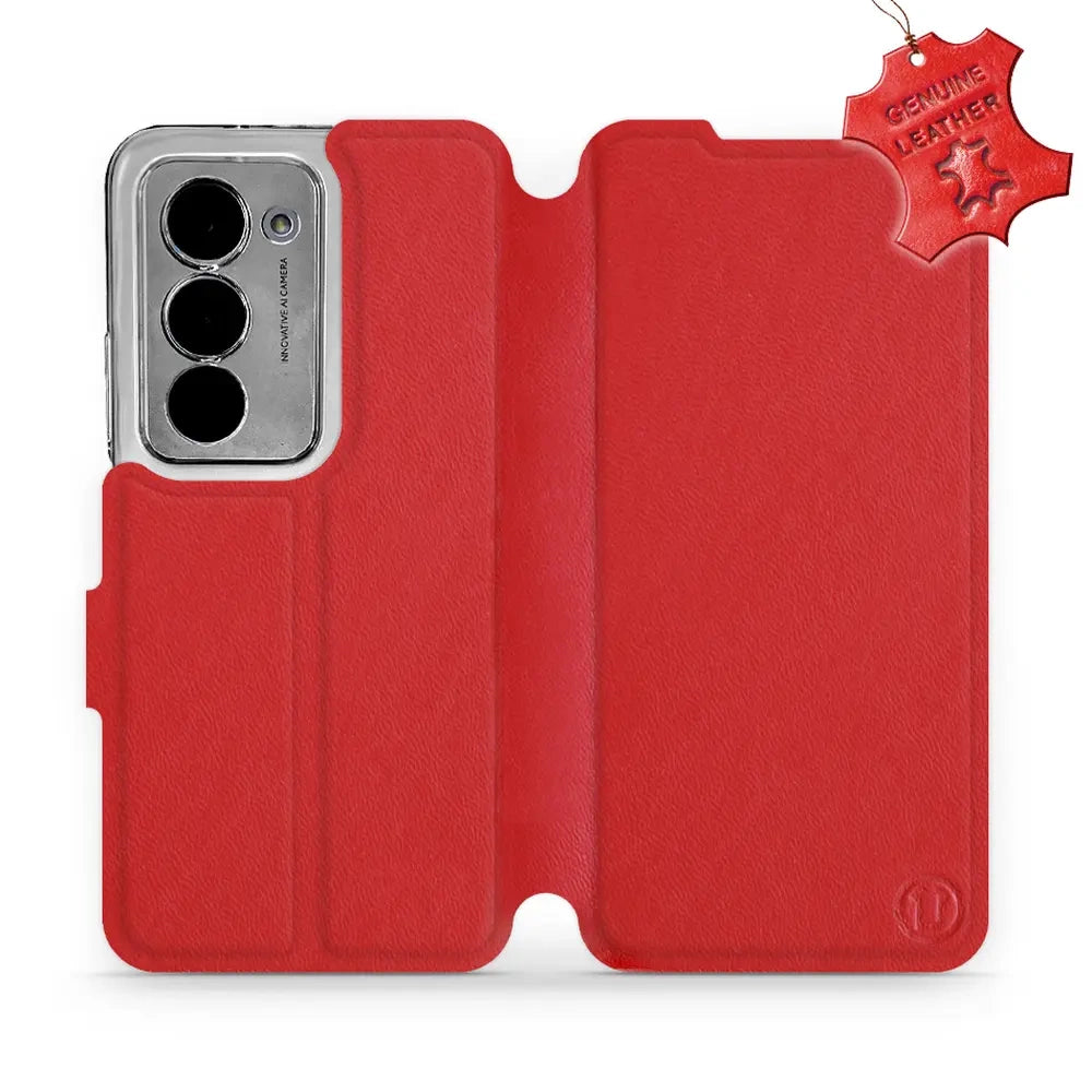 Echtleder Handyhülle für Xiaomi Redmi 15 5G, Mobiwear Leather, Rot