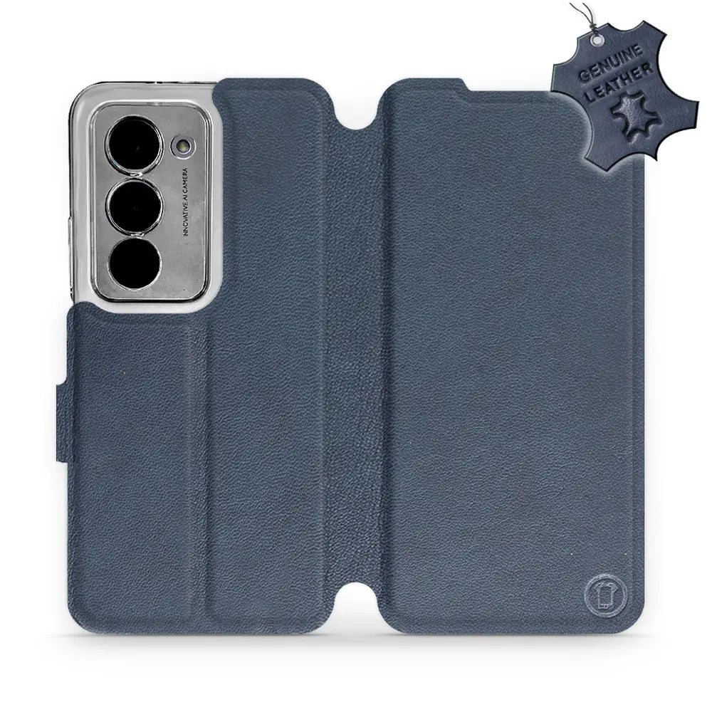 Echtleder Handyhülle für Xiaomi Redmi 15 5G, Mobiwear Leather, Dunkelblau