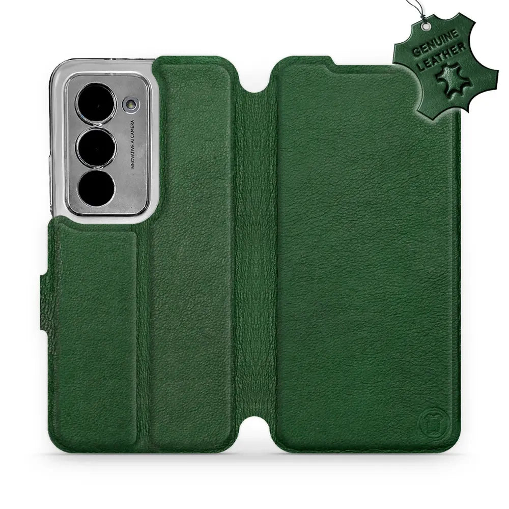 Echtleder Handyhülle für Xiaomi Redmi 15 5G, Mobiwear Leather, Grün