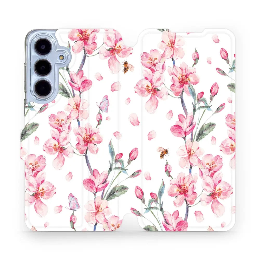 Handyhülle mit klappe für Galaxy S25 FE, Mobiwear Book, Rosa Frühling